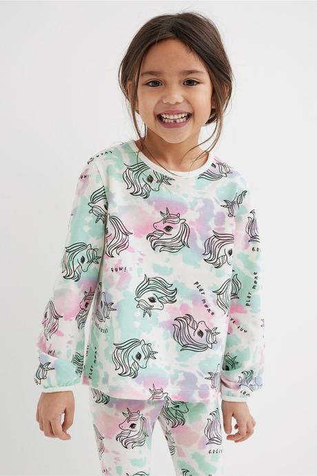 Dívčí mikina s jednorožci h&m bavlněná vel.134/140, h&m,134 / 140