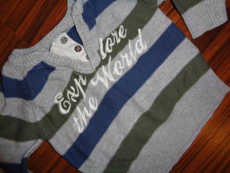 Nádherný přízový pruhovaný svetr, baby club,74