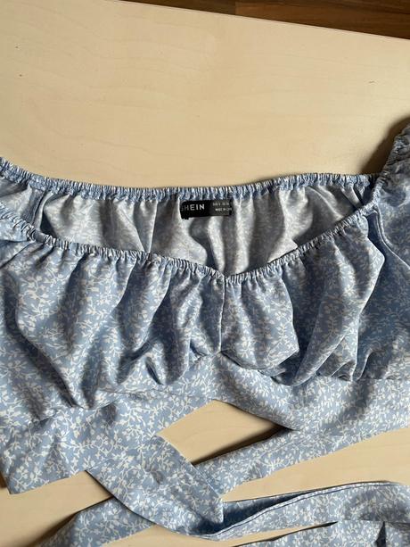 Modrý crop top, vel s, shein, s