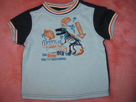 Bavlněné modré tričko s dinosaurem-green dog, 92