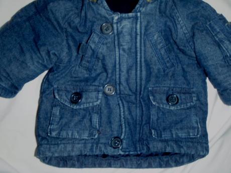 Bombastická zimní vyteplená riflová bunda-kabát, 62