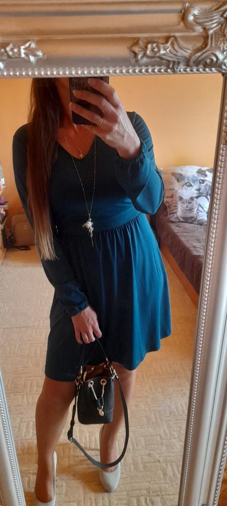 Smaragdové elegantní šaty s dlouhým rukávem, esmara,40