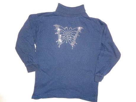 Krásný bavlněný tmavě modrý rolák s motýlkem, girl2girl,104