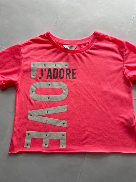 Triko crop top - v.7/8 let neonové barvy, primark,128