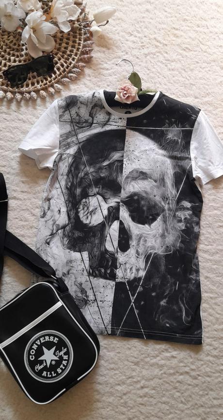 Liberto bavlněné tričko s lebkou slim fit, s