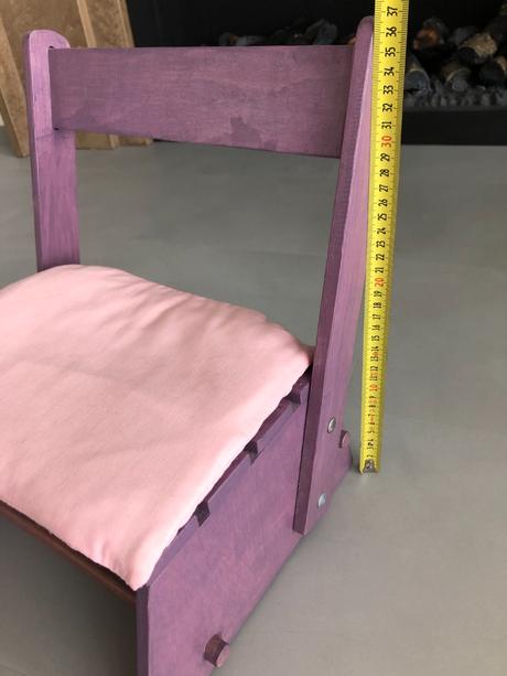 Dřevěná židlička fialková s podsedákem růžová, 