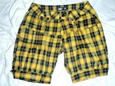 Luxusní káro kraťasy - žlutočerná kombinace, 164