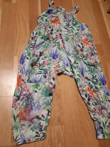 Letní kalhoty overal s květy vel. 98, next,98