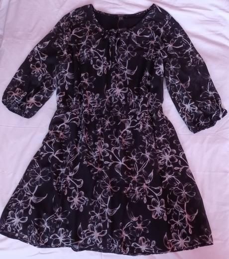 Dámské černé květované šaty 3/4 rukáv esmara, esmara,52