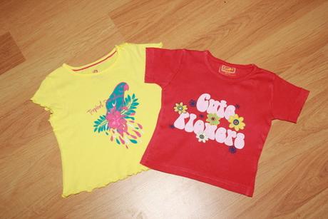 2x tričko - žluté, červené vel. 86-92, 86
