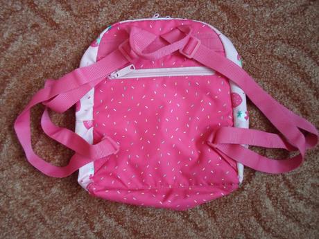 Růžový batoh batůžek s jahůdkou, safta