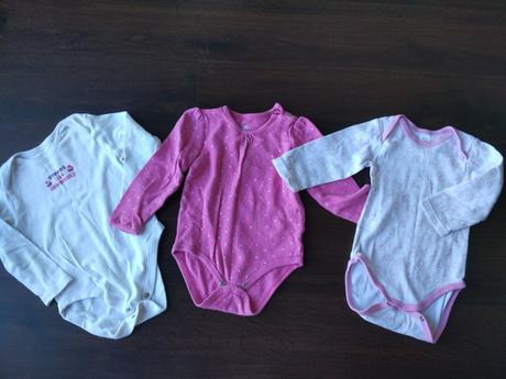 3x body dlouhý rukáv 86/92 růžové, baby club,92