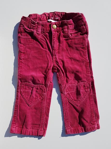 D127 dívčí malinové manšestrové kalhoty vel. 86, h&m,86