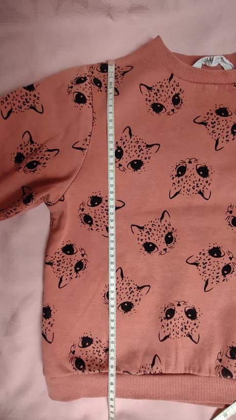 Starorůžová mikina s kočkama, h&m,134