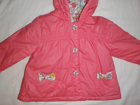 Luxusní růžovo-květovaný vyteplený kabát, next,68