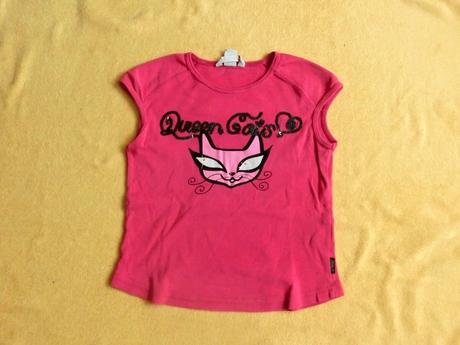 Dětské dívčí růžové tričko triko kočička flitry, 128