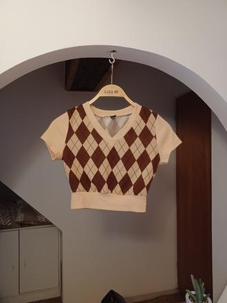 Pletená vestička vesta crop, 158