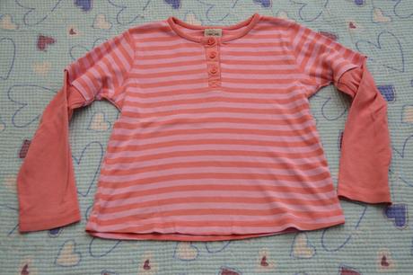 Růžové pruhované bavlněné tričko, dl. rukáv, cherokee,116