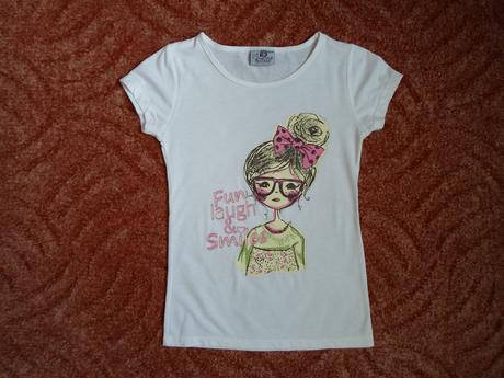 Bílé tričko triko krátký rukáv, 140