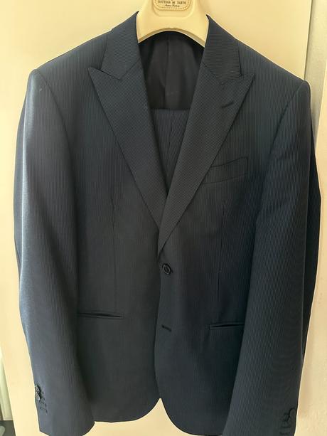 Pánský vlněný modrý oblek bottega del sarto, v. 48, 48