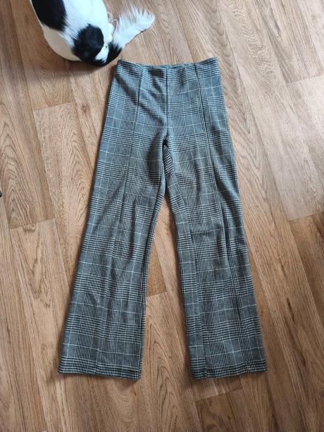 Kárované kalhoty do zvonu 158 / xs, h&m,158