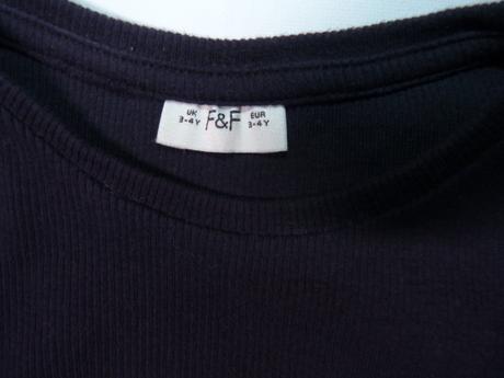 Žebrované černé tričko vel. 104, f&f,104