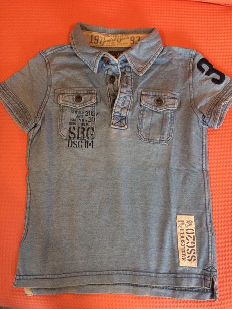 Bavlněné triko s límečkem 98/104, h&m,98