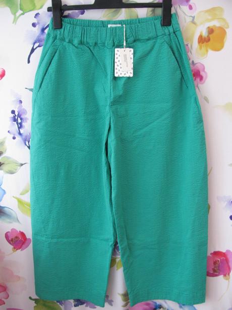 Oversize elas. bavlněné 7/8 zelené kalhoty brava, 38