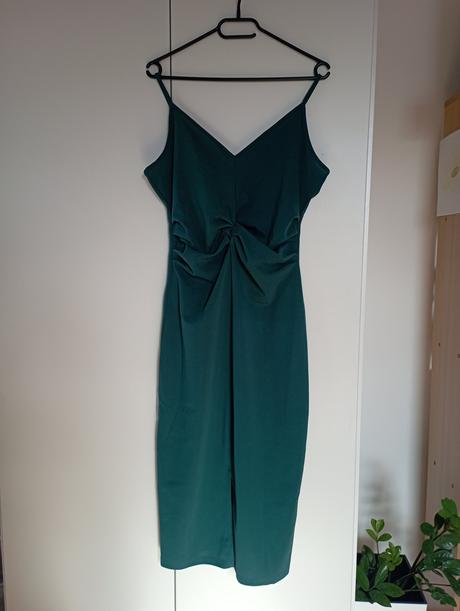 Nabírané šaty s rozparkem lesní zeleň, gate,38 / m