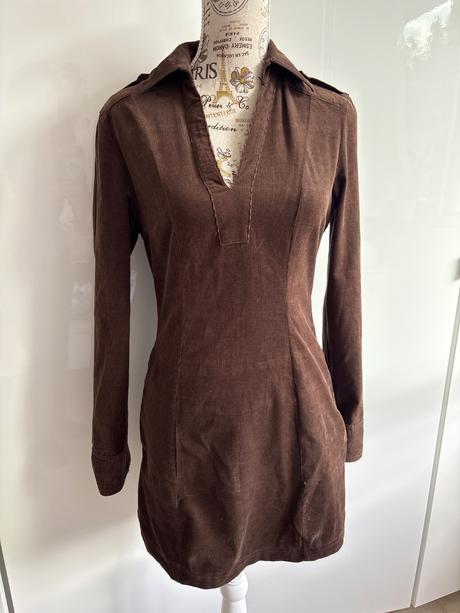 Hnědé šaty / dlouhé košilové šaty ve velikosti 34, 34