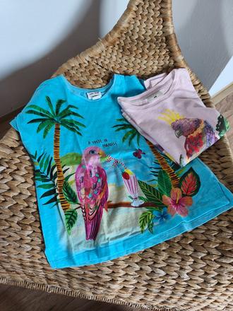 2krát tričko h&m s ptáčky 110/116, h&m,116