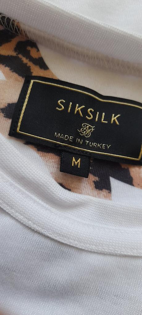 Siksilk pánské bílé tričko s leopardím vzorem, m