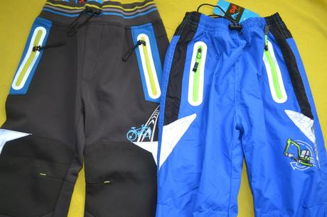 2x softshellové, šusť, kalhoty kugo, zimní,podz., kugo,98