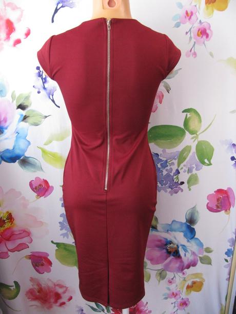 Vínové společenské elegantní pouzdrové šaty, s