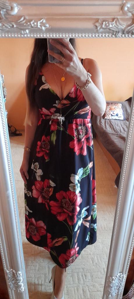 Letní dlouhé šaty s velkými květy, m