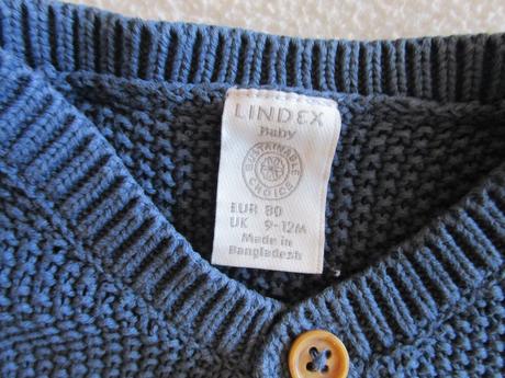 Pěkný tm. modrý bavl. svetřík zn. lindex, vel. 80, lindex,80