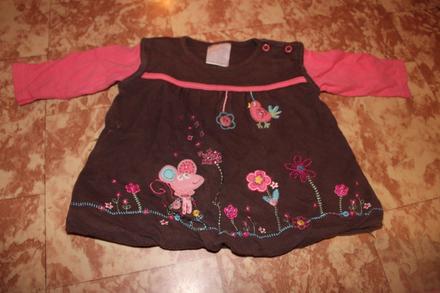 Dívčí šaty květy, ptáček, myšička vel. 68 - 80, 68