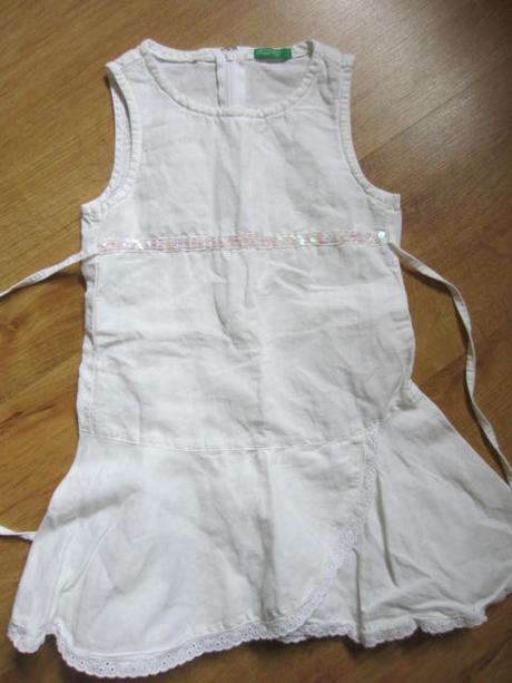 Luxusní lněné šatičky s flitrama, benetton,98