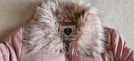 Dívčí růžová zimní bunda s kožíškem, vel.140, f&f, f&f,140