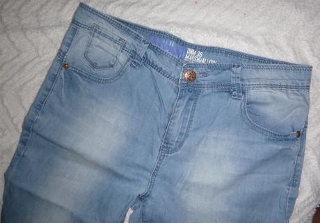 Světlé 3/4 džíny denim vyšší pas - vel.m, denim,m