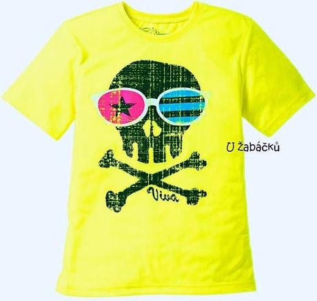 Pirátské tričko s lebkou fosforové vel. 104/110, bonprix,104 / 110