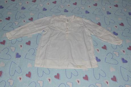 Bílá bavlněná košile, halenka, zdobeno krajkou, h&m,98