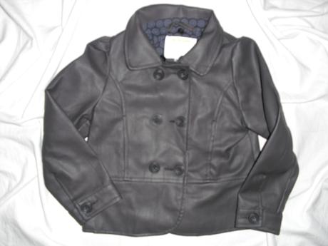 Bombastická šedá koženková bunda, vertbaudet,104