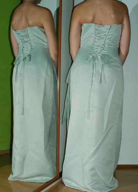 Pastelově zelené plesové společenské šaty, 38