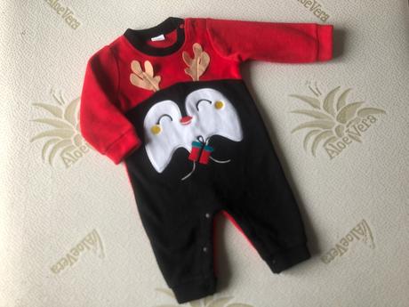 Vánoční flísový overal tučňák, 68