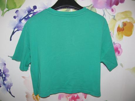 Crop top bavlněné zelené tričko h&m, h&m,140