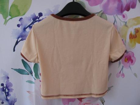 Crop top pružné řádkované tričko, 152