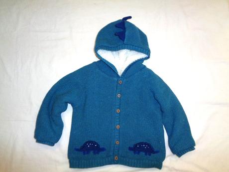 Lahvově zelený dino svetr podšitý kožíškem, john lewis,92