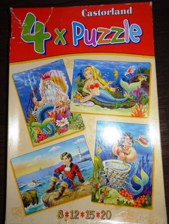 4 x puzzle mořská víla 8+ 12 +15 +20 dílků, 