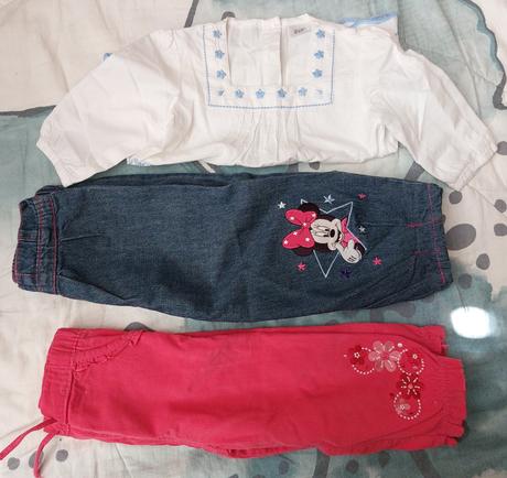 2x kalhoty + 1x blůzka vel.86, 86–98